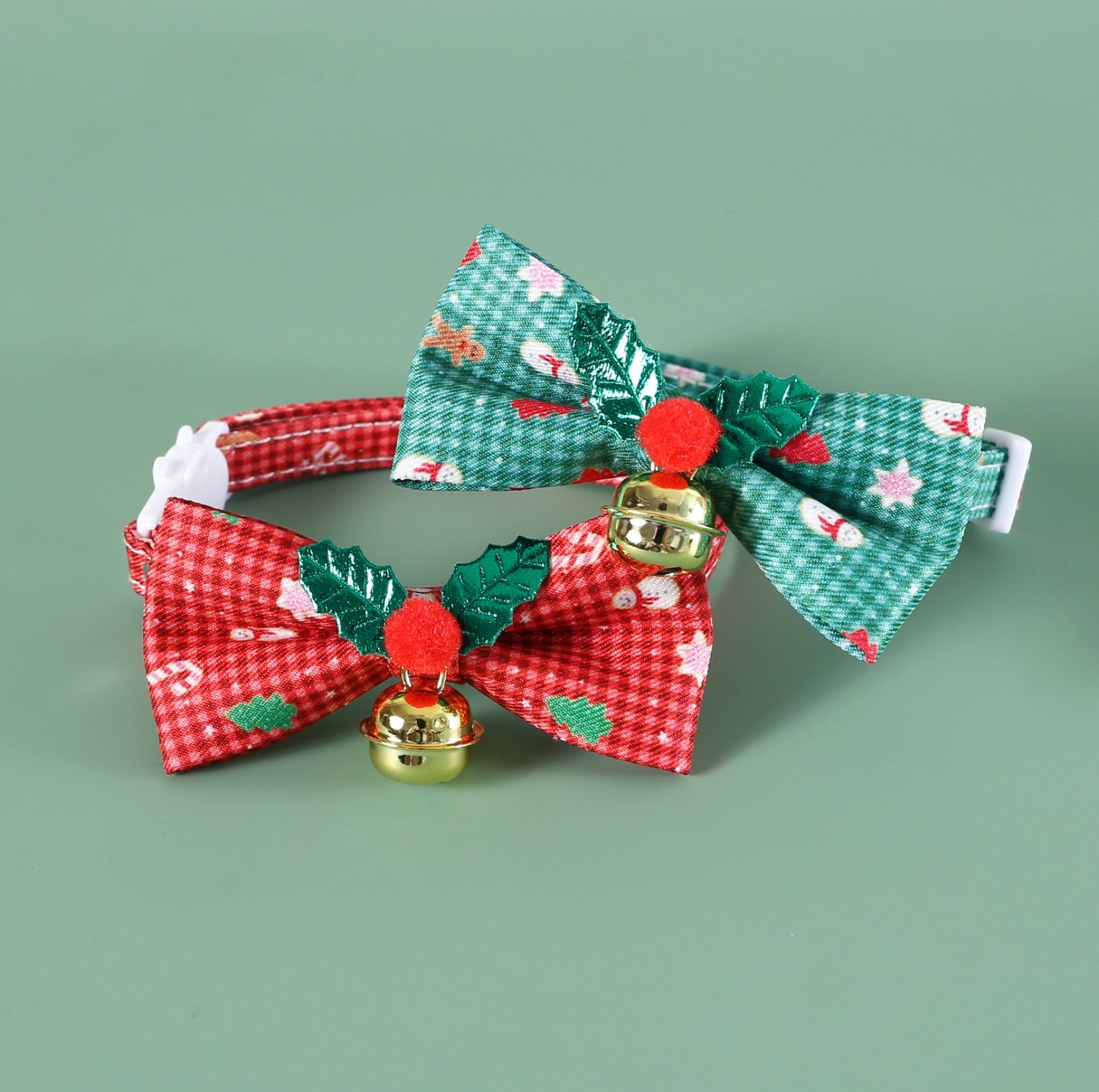 Adjustable Checkered Christmas Bow Tie Pet Collar