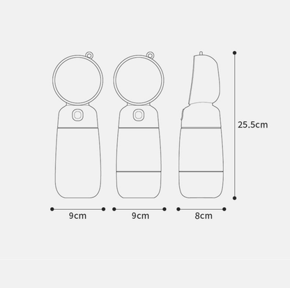 On-the-Go Portable Pet Water Bottle with Food Storage for Dogs & Cats