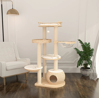 TORA® Rattan & Pinewood Cat Tree 210012