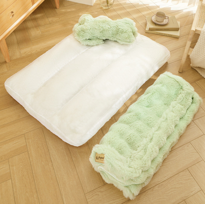 Thickened Faux Fur Pet Sleeping Mattress with Pillow