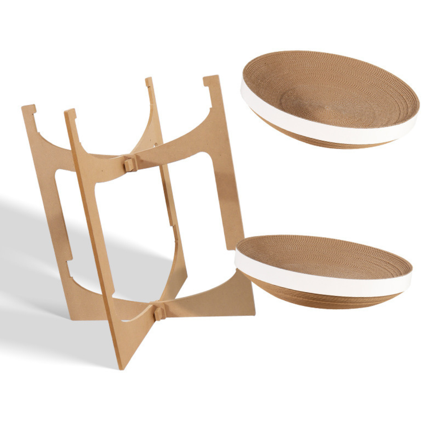 Double-Layer Cat Scratcher Lounge Tower with Hanging Toys