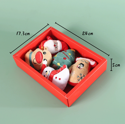 Christmas Cat Plush Toy Gift Box – 5-Piece Holiday Catnip Toy Set with Bell