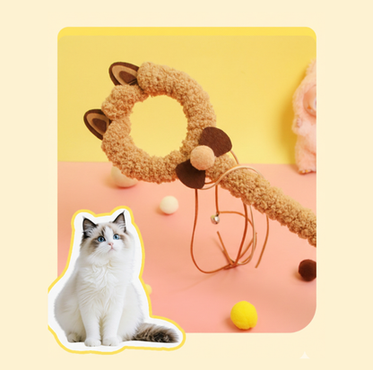 Bear Style Plush Cat Teaser Wand with Bells