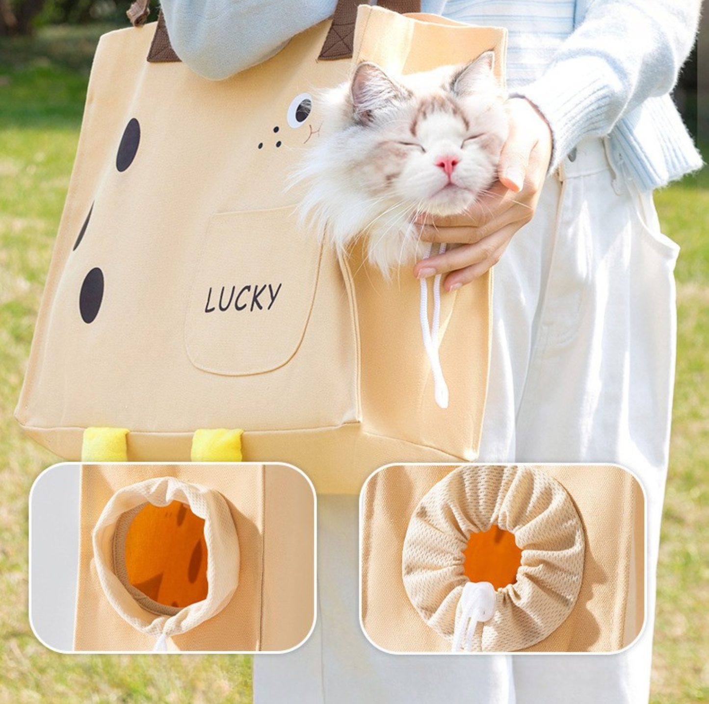 All-Season Pet Travel Tote – Breathable Canvas Carrier for Cats & Small Dogs