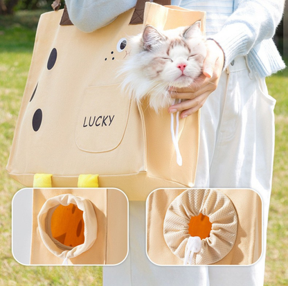 All-Season Pet Travel Tote – Breathable Canvas Carrier for Cats & Small Dogs