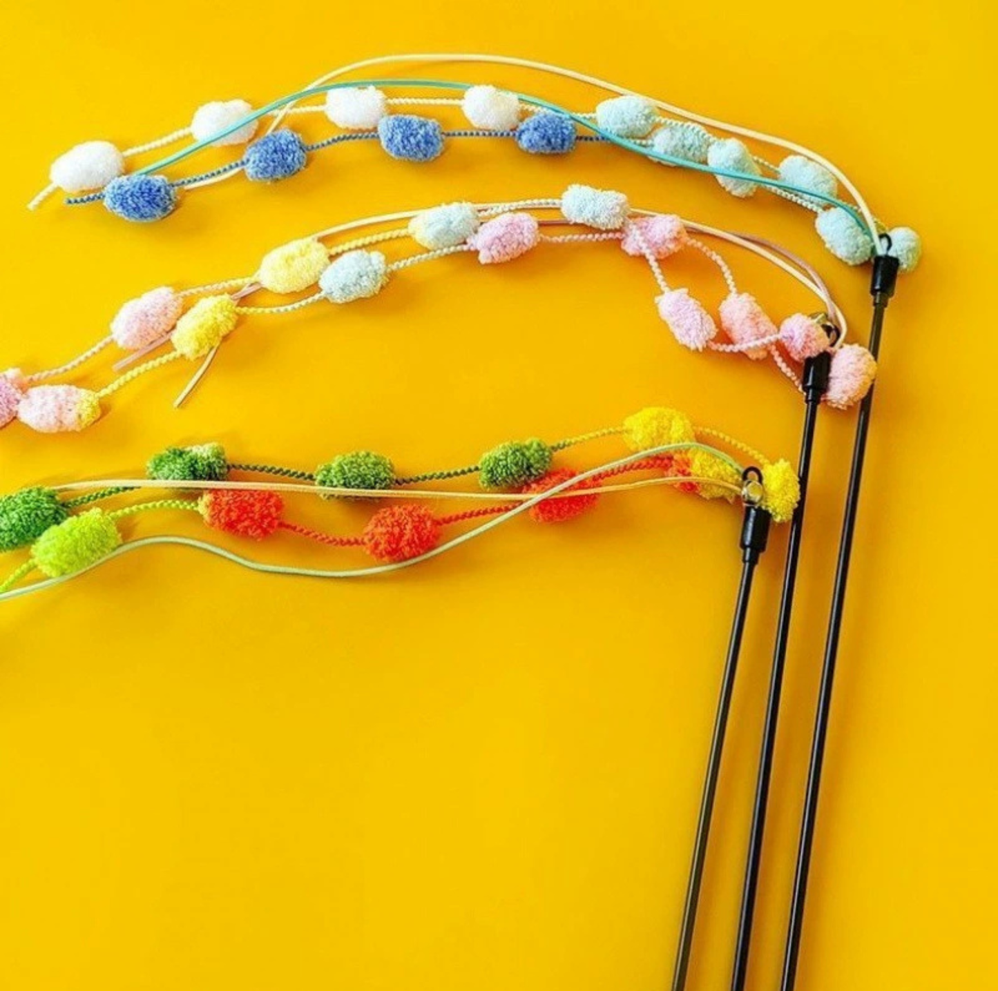 Pom-Pom Tassel Cat Teaser Wand with Bell