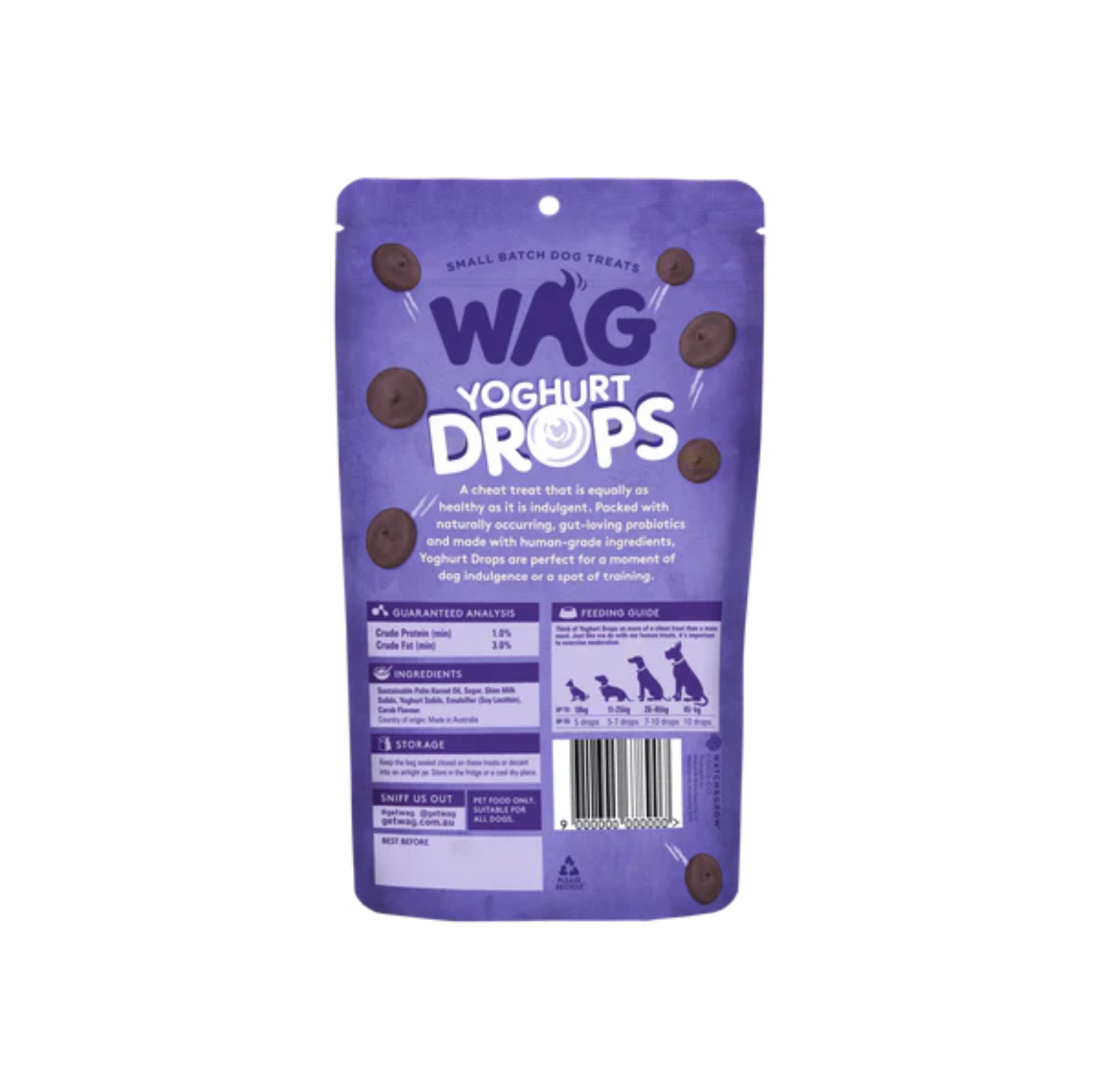 WAG Yoghurt Drops Carob Dog Treat 250g