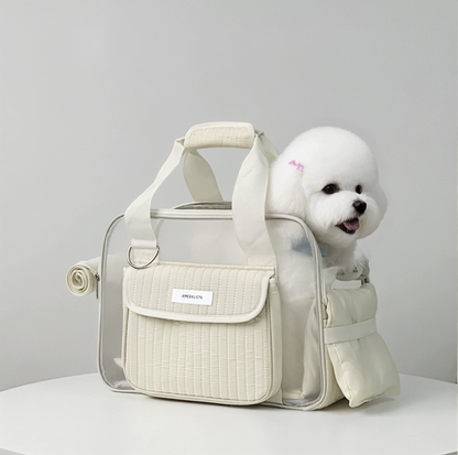 Quilted Mesh Pet Carrier Bag with Shoulder Strap - Up to 6 kg