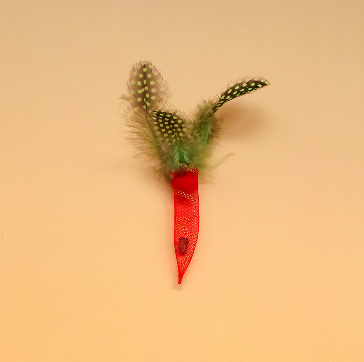 Chilli Pepper Silvervine Cat Toy with Feather & Bell