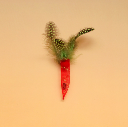 Chilli Pepper Silvervine Cat Toy with Feather & Bell