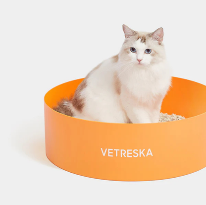 Vetreska Orange Styled Round Shape Open Cat Litter Box