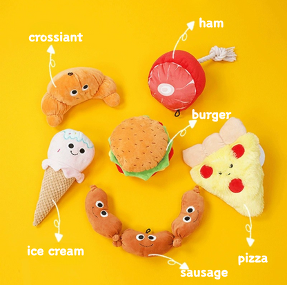 Fast Food Plush Squeaky Dog Toys - Burger