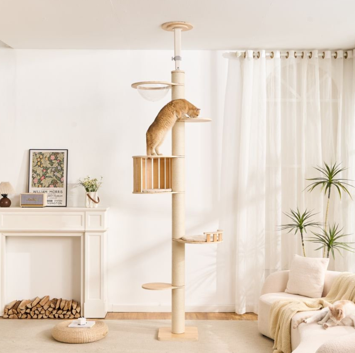 Adjustable Ceiling-Mounted Wooden Cat Tree - V02 (250-300cm)