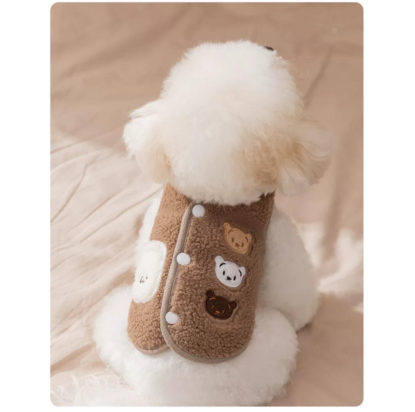 Bear Embroidered Teddy Fleece Pet Vest for Cats & Small Dogs