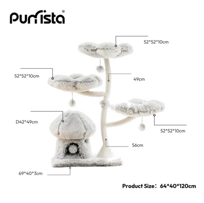 Purrista Mushroom Ice Cream 120cm Cat Tree (Three-Layer) - Grey