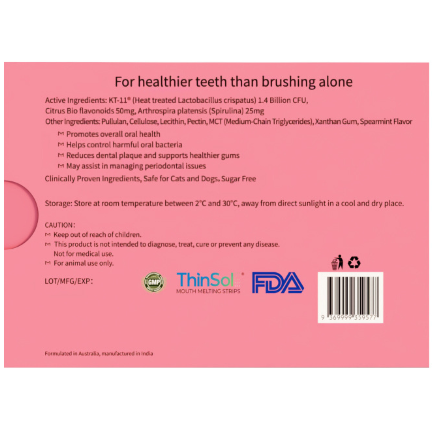 Meltail MeltFresh – Total Oral Care Probiotic Oral Strips for Dogs & Cats