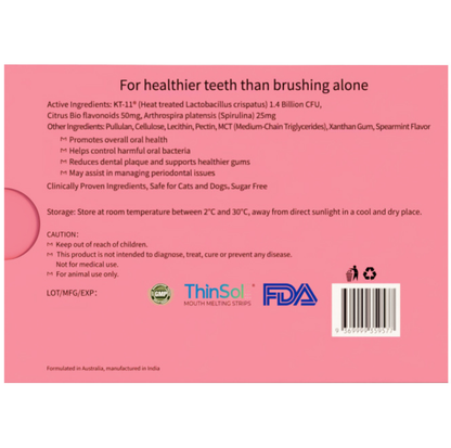 Meltail MeltFresh – Total Oral Care Probiotic Oral Strips for Dogs & Cats