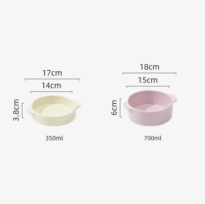 Dual-Handle Ceramic Pet Feeding Bowl