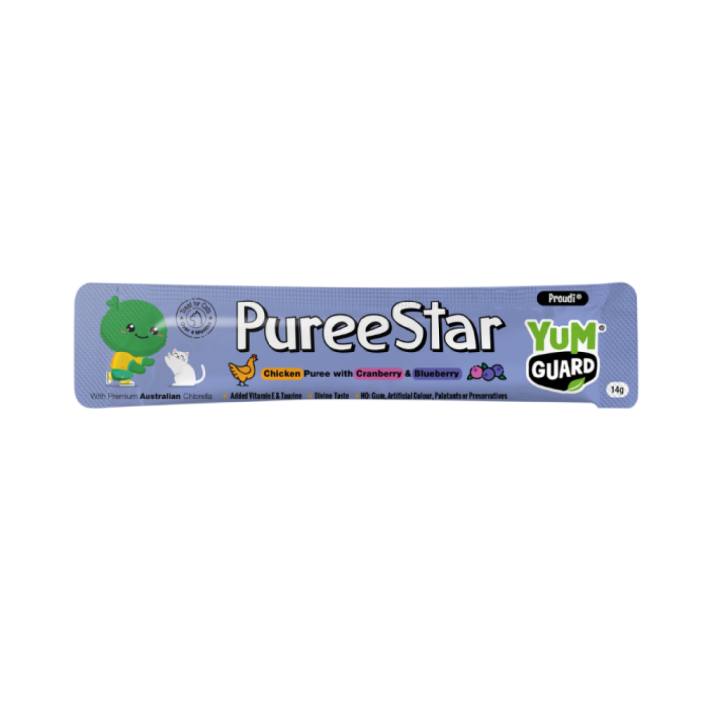 YumGuard Puree Star Chicken with Cranberry & Blueberry Cat Treat 6 x 14g