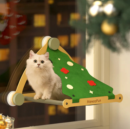MeowooFun Cat Window Percher Hammock - Christmas Theme