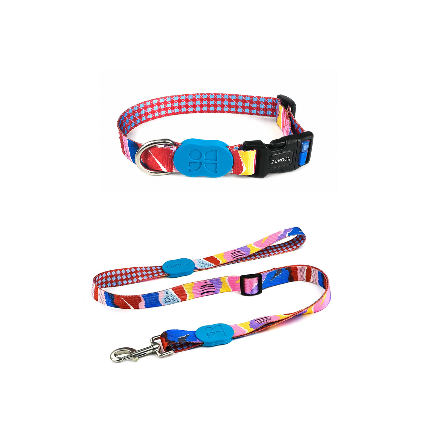 HIDREAM Colourful Dog Collar + Leash Set Adjustable Everyday Walking Set