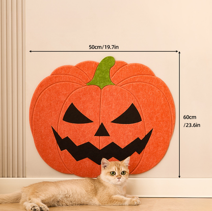 Pumpkin-Shaped Self-Adhesive Felt Cat Scratcher Mat