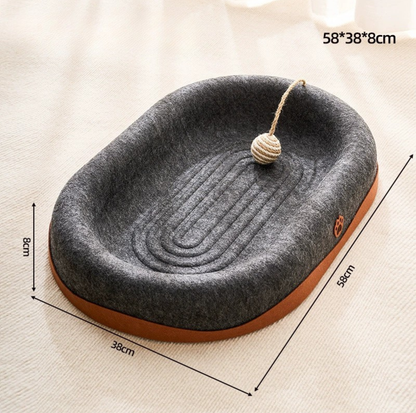 Oval Felt Cat Scratching Bed – Dual-Use Lounger & Claw Care Nest