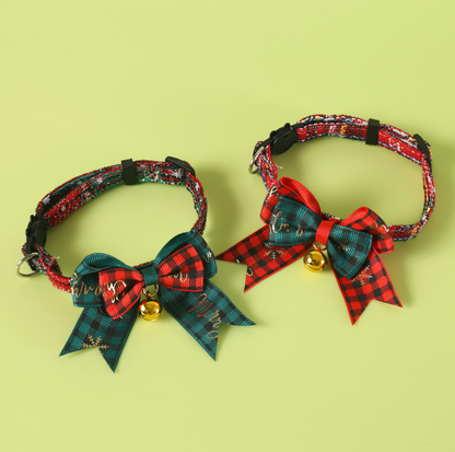 Christmas Bow Tie Pet Collar – Adjustable Festive Design