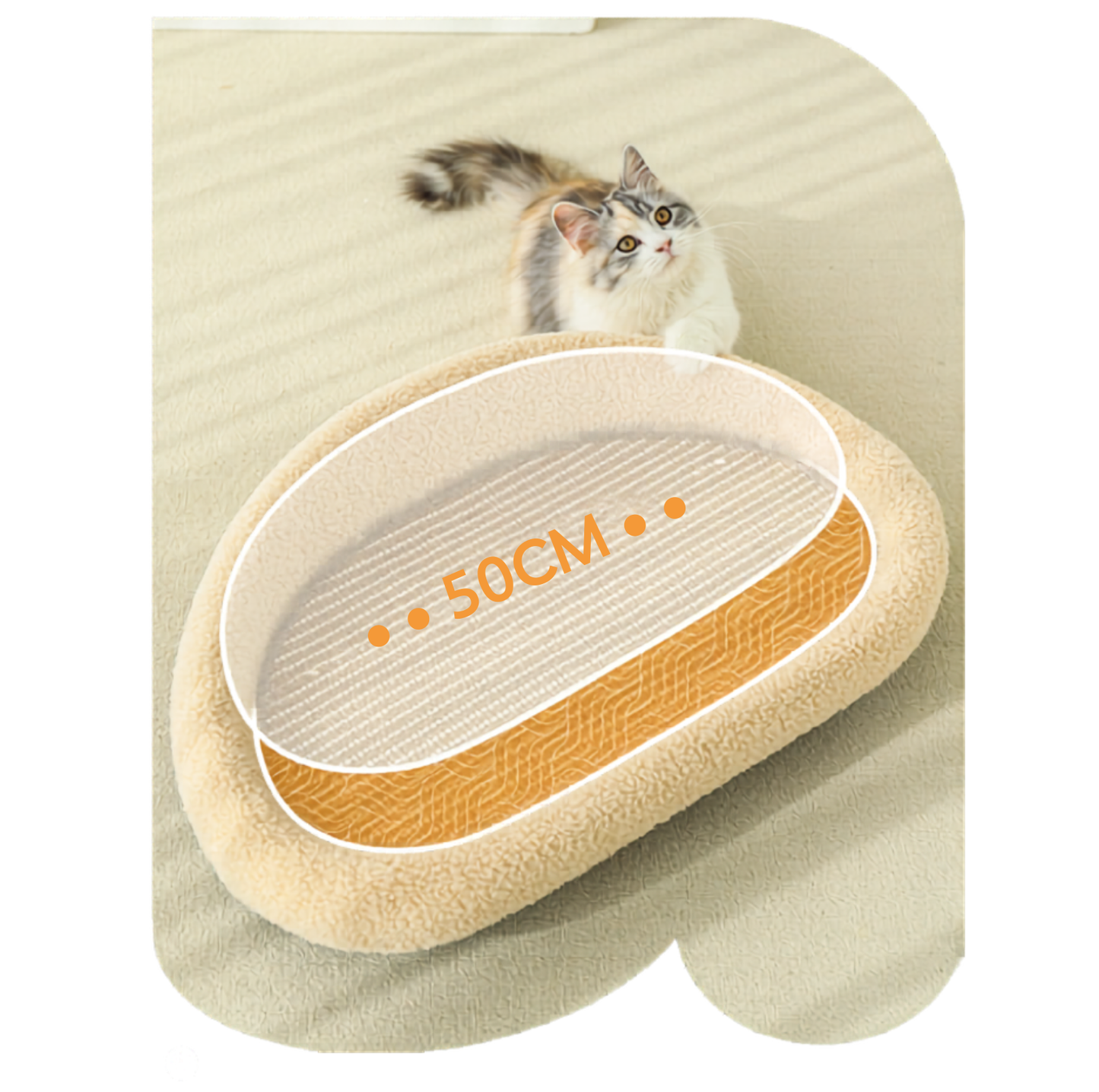 Cream Sofa Cat Bed with Sisal Scratcher Mat for Cats