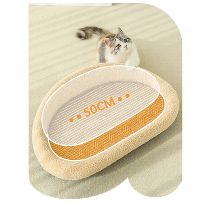 Cream Sofa Cat Bed with Sisal Scratcher Mat for Cats