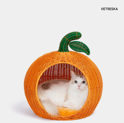 Vetreska Tangerine Rattan Pet Bed