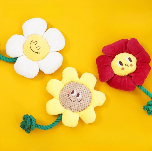 Smiley Flower Plush Dog Toys