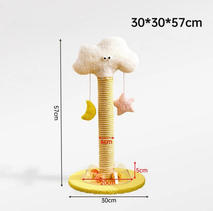 Cartoon Flower & Cactus Cat Scratch Pole – with Ball Track Base