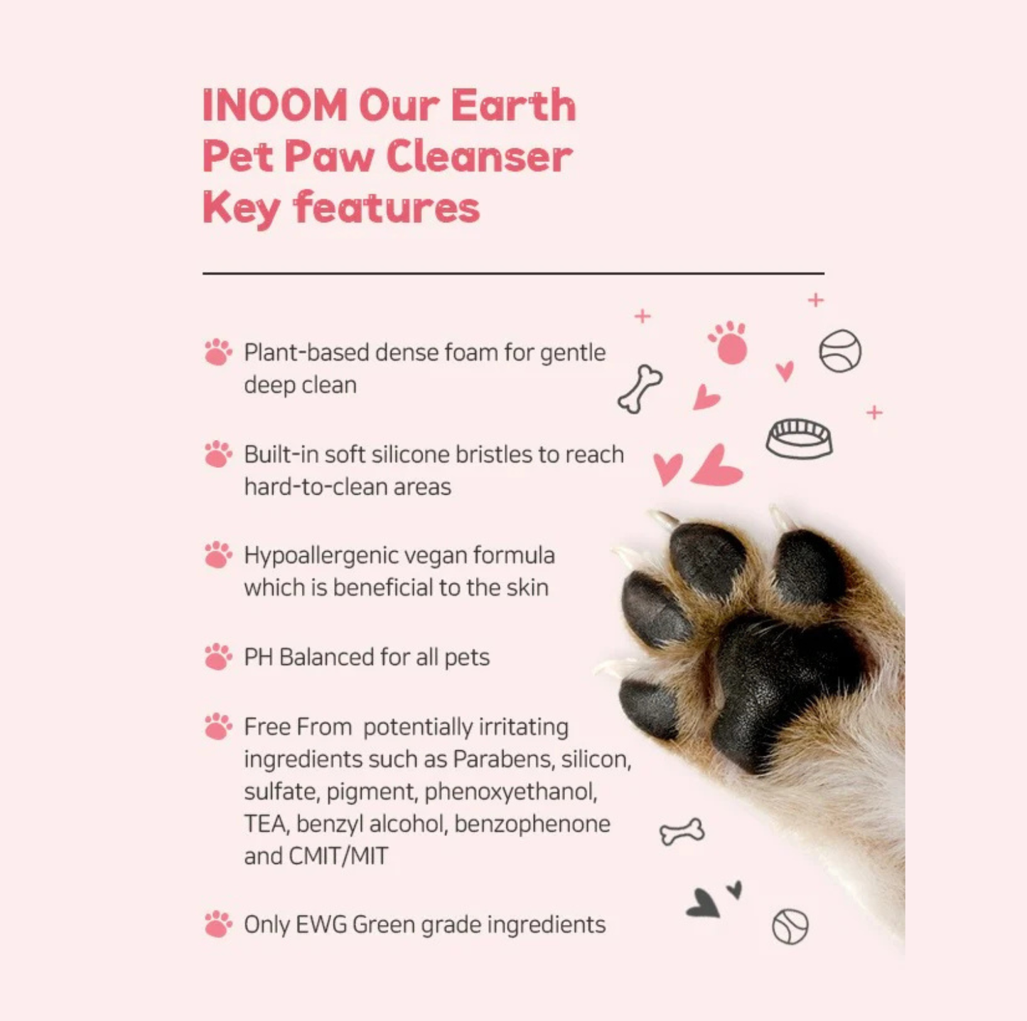 INOOM OUR EARTH Plant-Based Pet Paw Cleaner – Vegan, Cruelty-Free