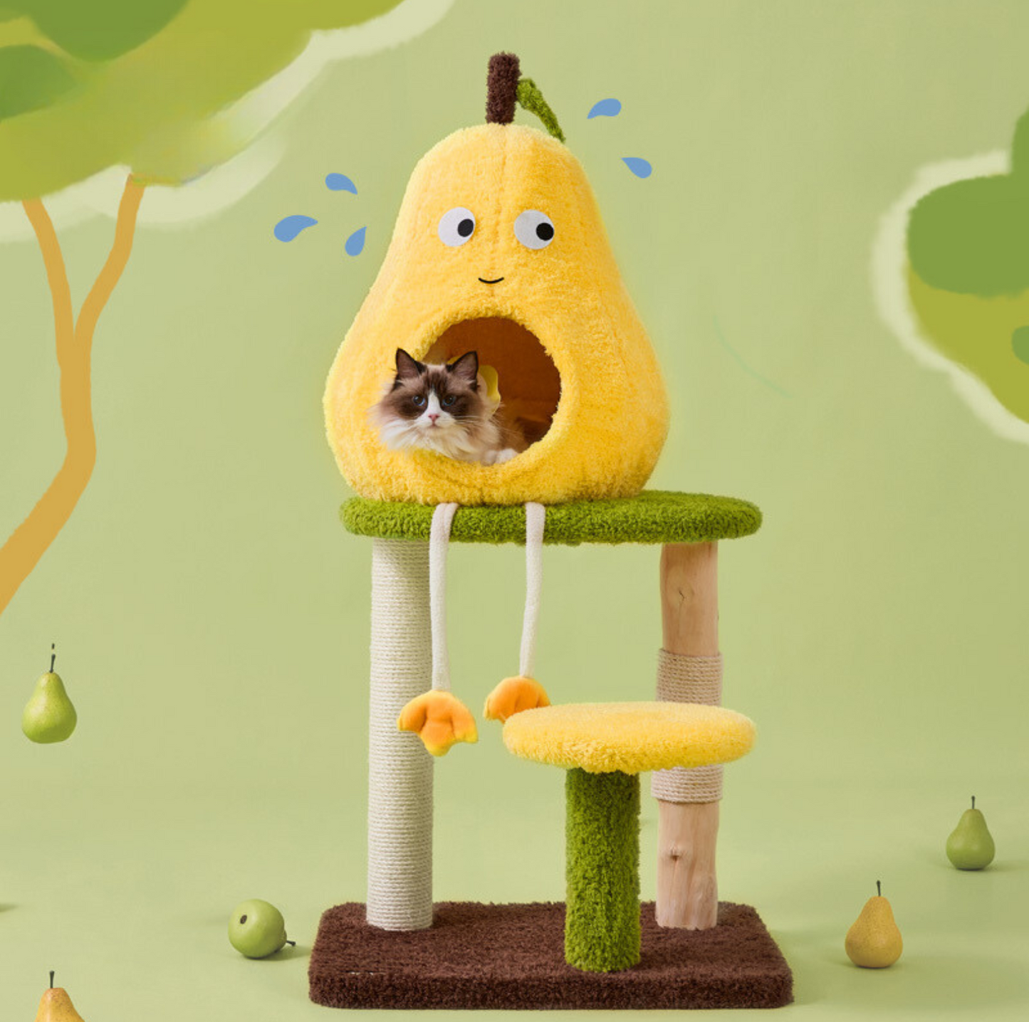 Cmisstree Pear-Shaped Wooden Cat Tree