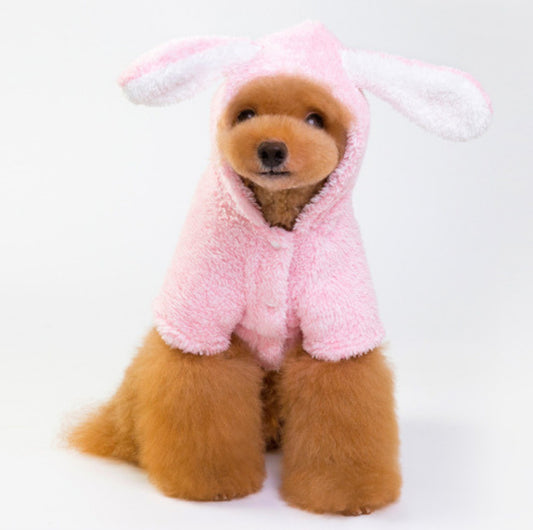 Snuggly Bunny Ears Fleece Dog Jacket