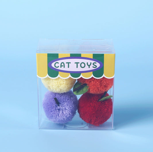Fruit-Shaped Silent Plush Ball Toy Set – 4-Pack for Cats & Small Dogs