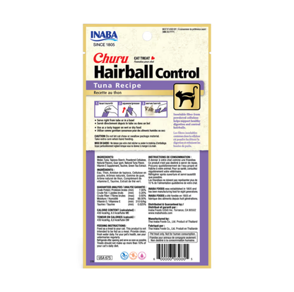 INABA Churu Hairball Control Chicken Recipe Cat Treats – 4 x 14g