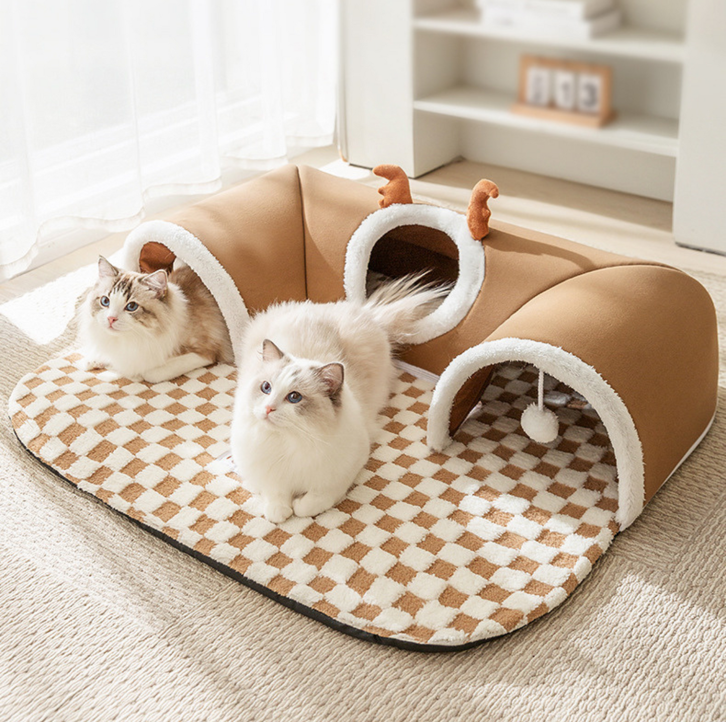 Reindeer Hide-and-Seek Cat Tunnel Bed