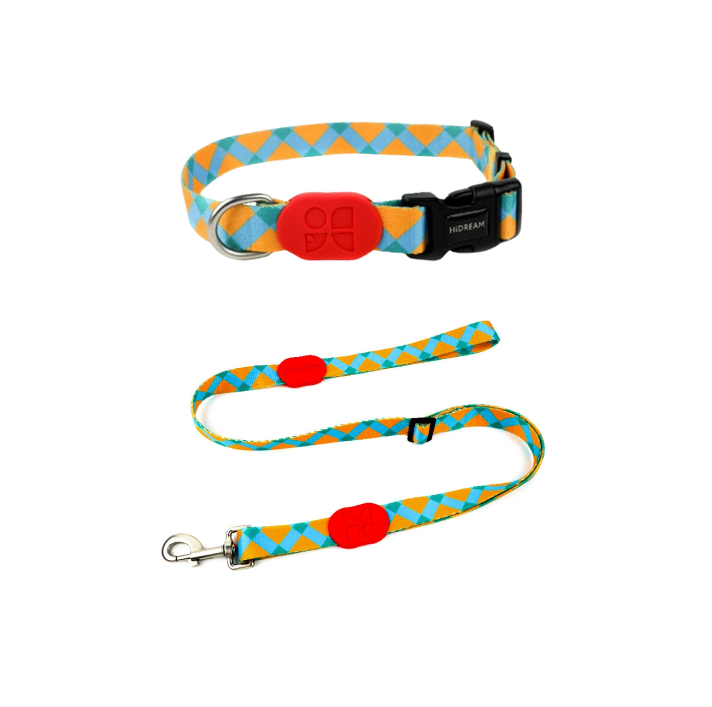 HIDREAM Colourful Dog Collar + Leash Set Adjustable Everyday Walking Set