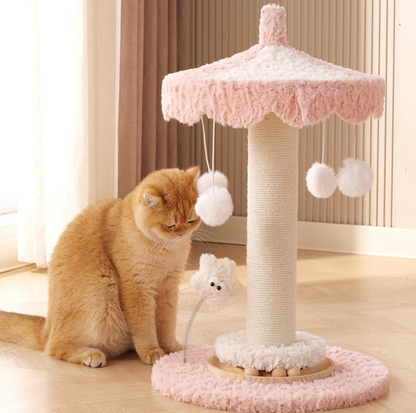 Carousel Cat Scratching Post with Rotating Top & Hanging Toys