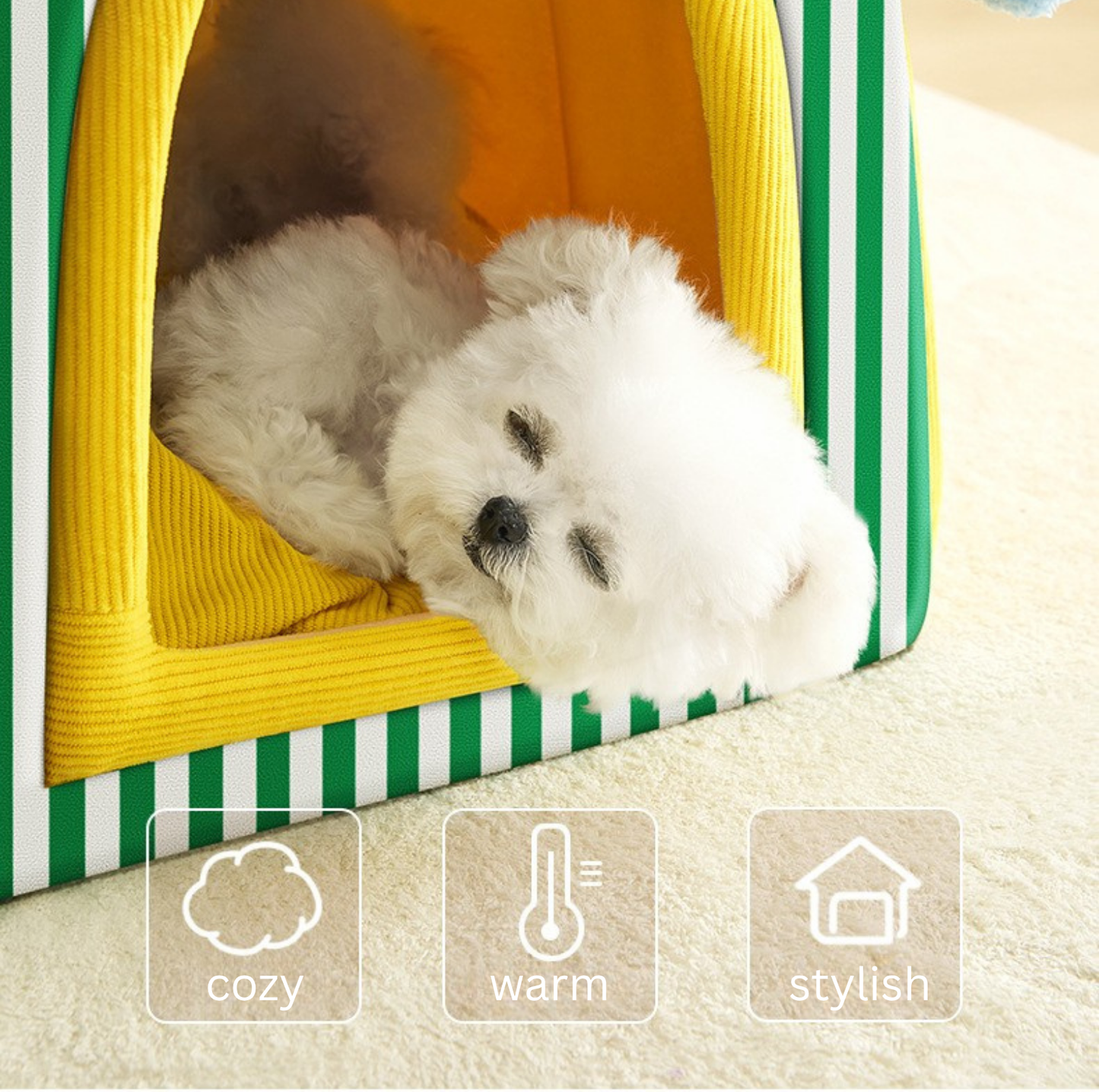 Cosy Cabin-Style Enclosed Pet House with Carry Handle