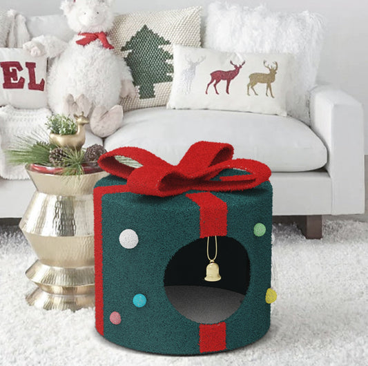 Christmas Gift Box Shaped Cat Bed