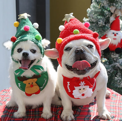 Christmas Vibe: Festive Cotton Pet Bibs in Snowman & Elk Designs