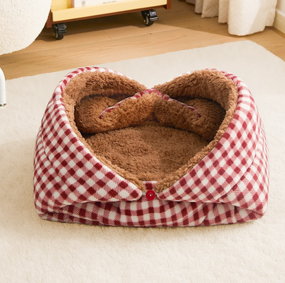 2-in-1 Foldable Plush Pet Mat and Nest Bed