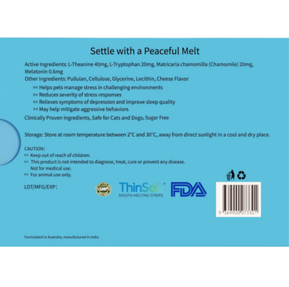 MelTail Meltcalm - Anxiety & Stress Relief Oral Strips for Dogs & Cats