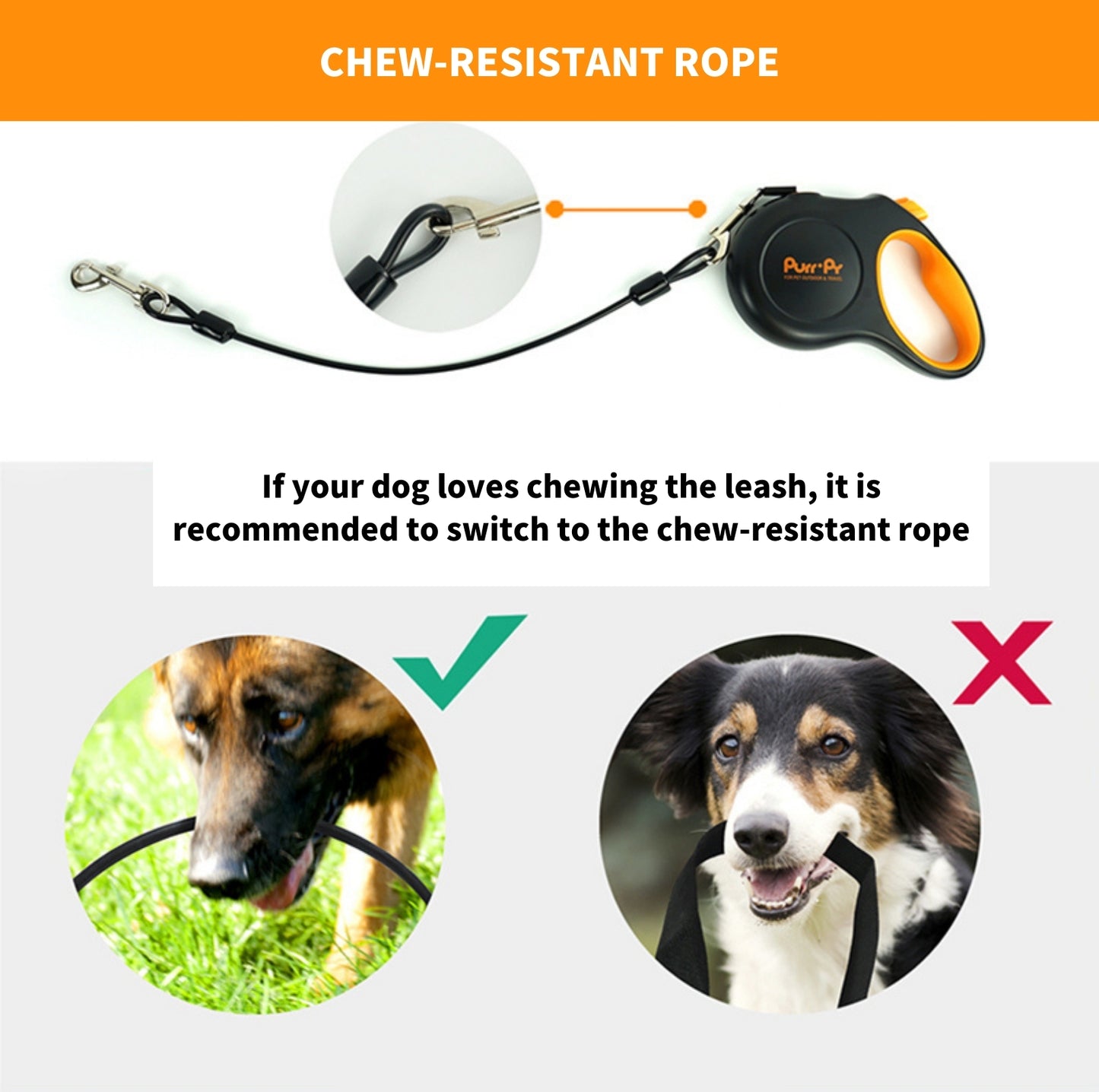 Purrpy Retractable Dog Leash - Reflective and Durable