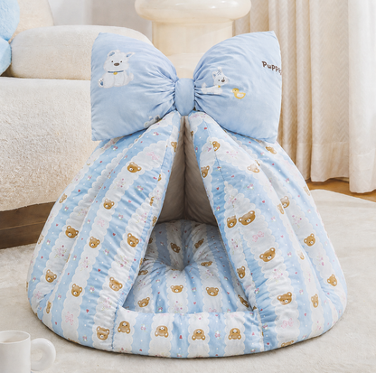 Bowknot Teepee Pet Bed with Removable Cushion