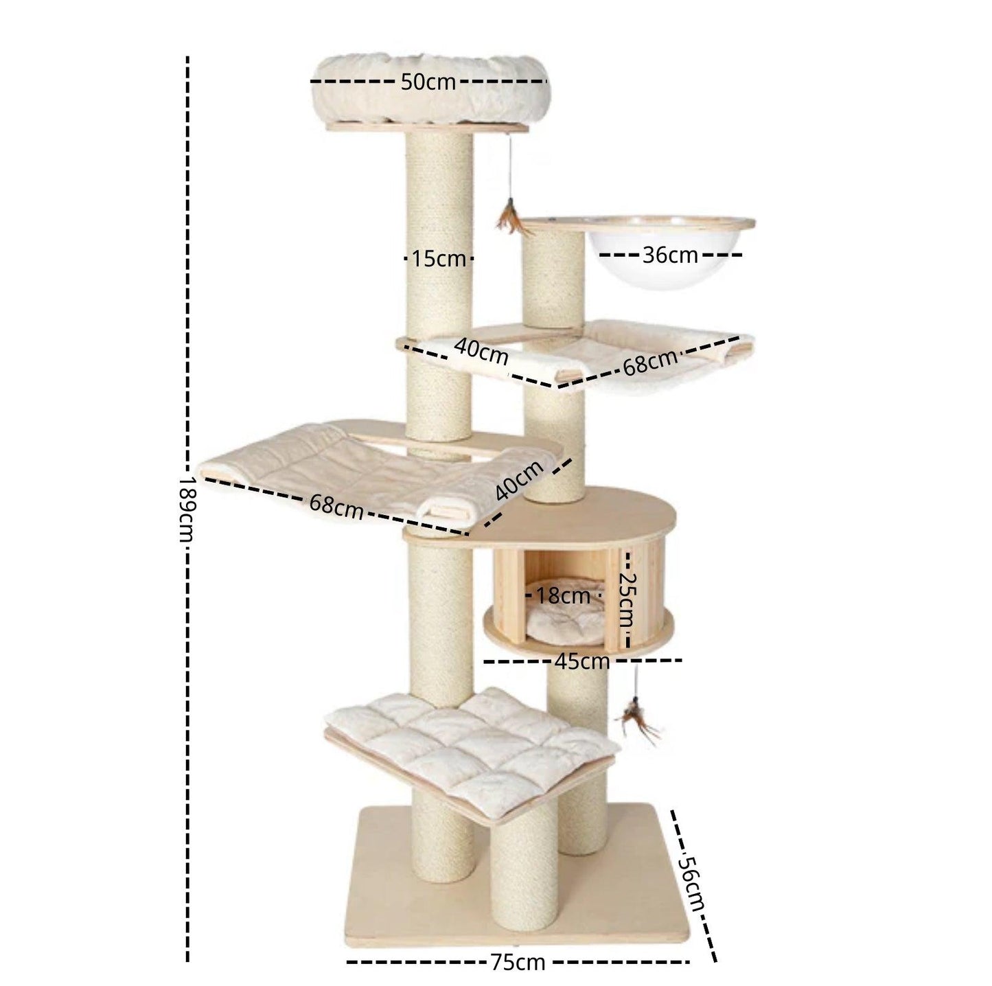 HONEYPOT CAT Solid Wood Cat Tree PRO - 2501pro (189cm)