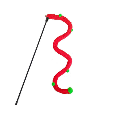 Plush Caterpillar Cat Teaser Wand with Bell